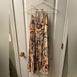 Cream Floral Dress with Spaghetti Straps